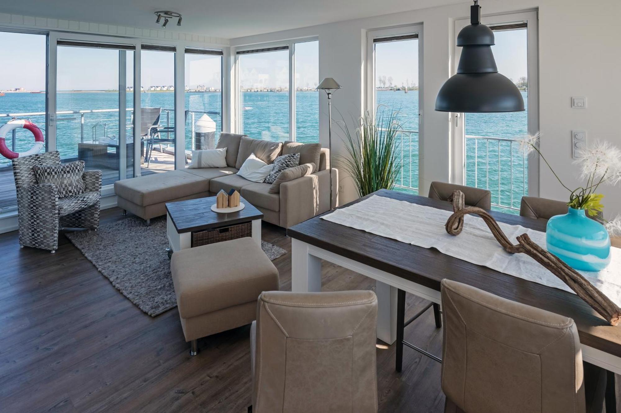 Schwimmendes Ferienhaus Antares One By Seeblick Ferien Oro, Rundum Wasser, Sauna Olpenitz Dış mekan fotoğraf